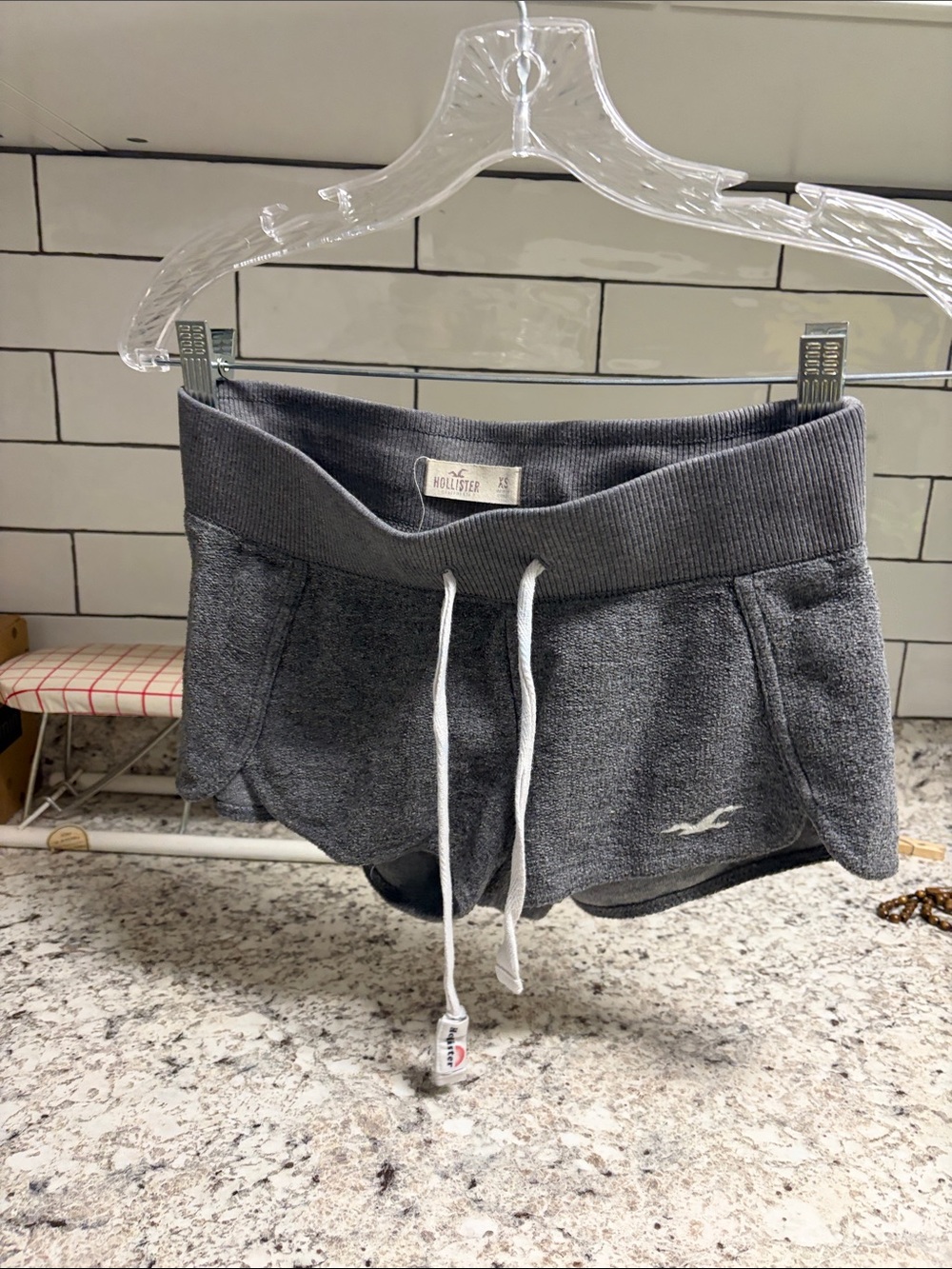 Hollister Women's Dark Heather Gray Terry Drawstring Athletic Shorts